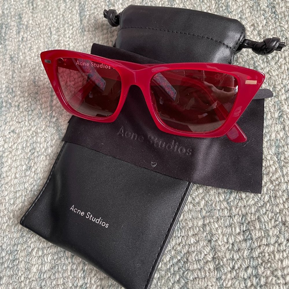 NWOT Acne Studios Ingridh Sunglasses Red - Picture 2 of 6
